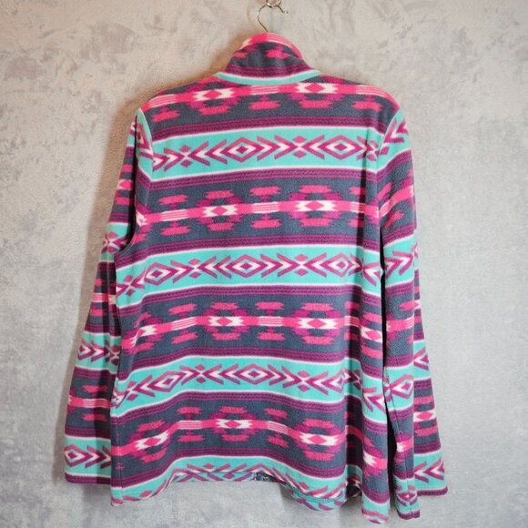 Sonoma Womens L Purple Full-Zip Fleece Jacket With Aztec Print colorful boho - Picture 8 of 12
